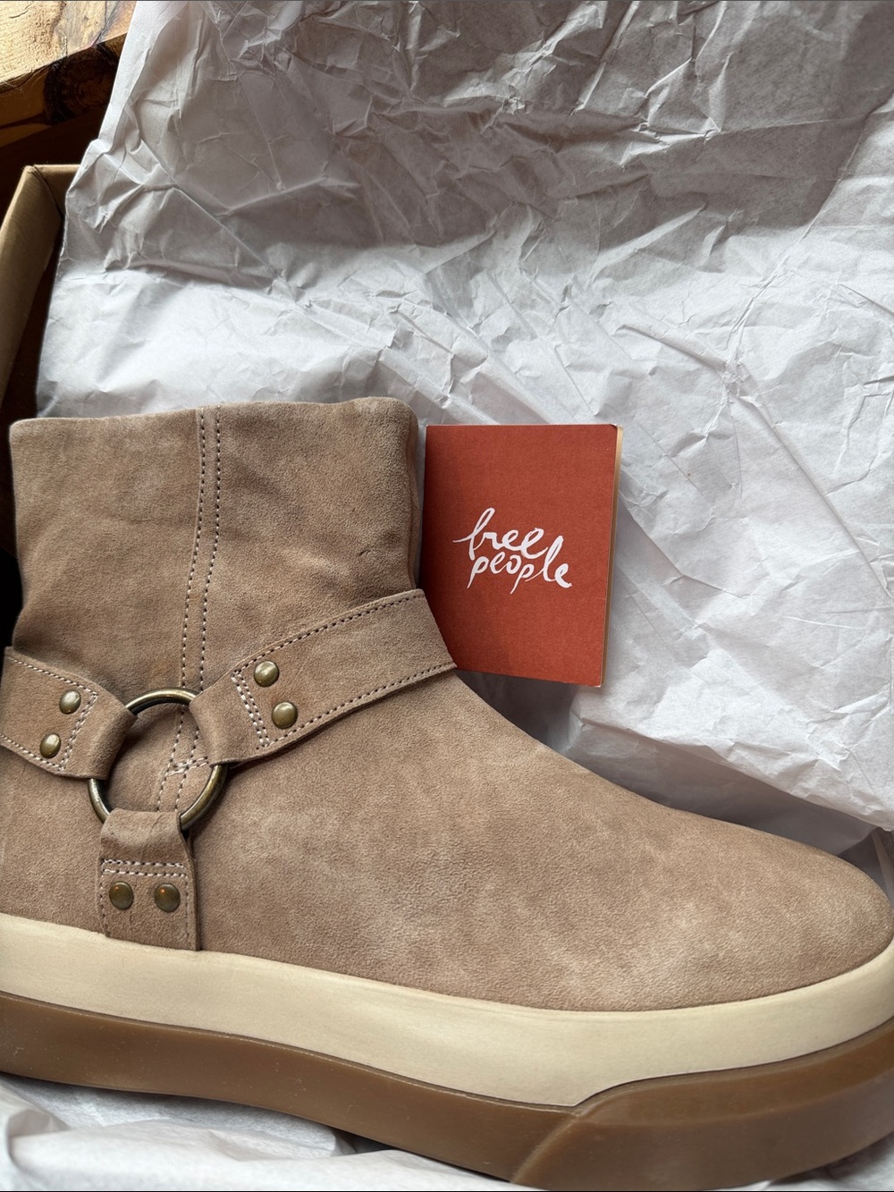 Free People Tan & Light Blue Decorative Shoe Box